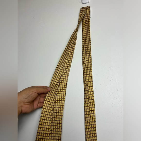 BIJOUX  TERNER 100% Silk Yellow Fall Mens Formal Work Office Wear - Picture 12 of 14